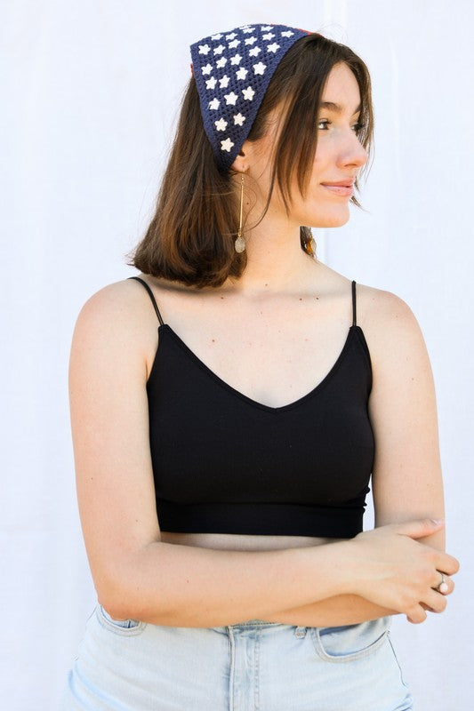 Crochet American Flag Hair Bandana